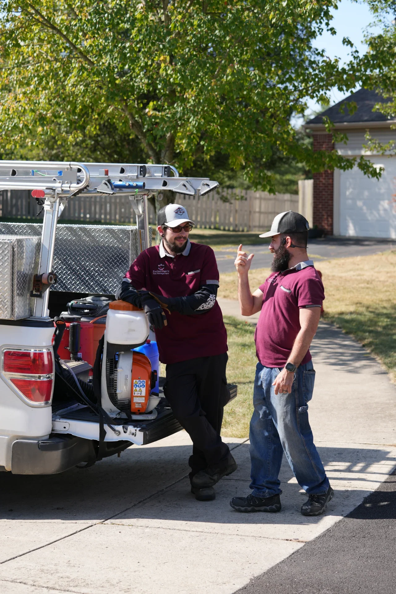 Zuckerman's Pest Management technicians at a residential pest control service in Central Ohio